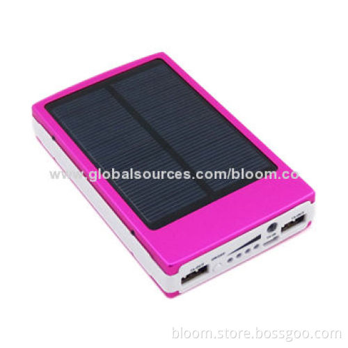 5,000mAh Dual-USB Portable Solar Charger for Mobile Phones, Sized 124*78*12mm
